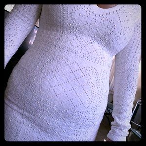 White quilted studded short dress